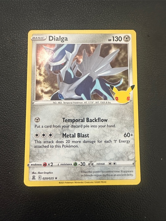 Pokemon Other - Pokemon Dialga Holographic Card - Silver and Yellow Accent